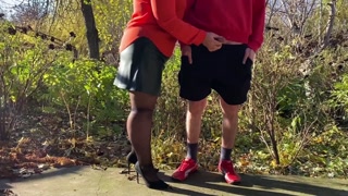 Mother-in-law loves holding my dick outside when I pee