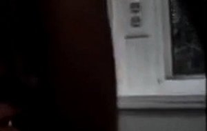 Seductive black tranny sucking & fucking