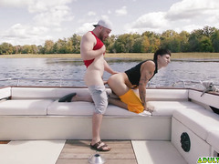 Best buds Marcus McNeil and Angel Elias decide to jerk off together on the boat