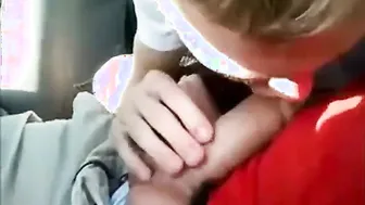 Backseat Blowjob and Cum Swallow