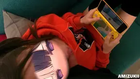 CHEEKY GEEK STEPSIS SUCKED THE SOUL out of my DICK WHILE PLAYING NINTENDO