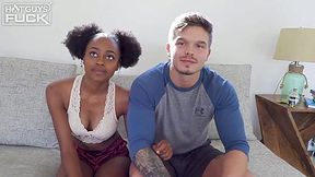 18yo Ebony babe fucks w her Hot White BF and gets massive cumshot