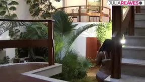 Sexy babe sucks a massive cock then gets ass drilled hard