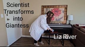 Short Scientist Transforms into Giantess Stomps Fruit Town, Liz River,  Wet and Messy, Naked Giant, Busty Brunette