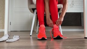 Shoe and Feet Play Under Table