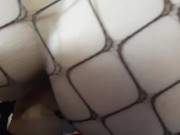 Dirty talking mistress lets slave fuck with strapon