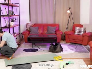 MatureClub - Dom Granny GILF Frantiska Enjoys Yoga with Internet Technician