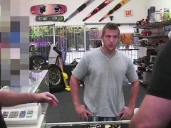 Straight guy will fuck for cash in gay pawn shop