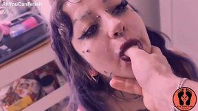 Tattooed Goth Chubby Girl Gets a Facial Cumshot