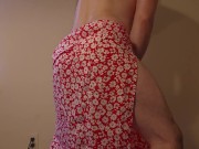 Cum shot through skirt! Fat booty trap jerking off