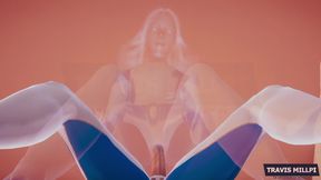 Invisible Woman Is Fucking Herself with Elastic Dick