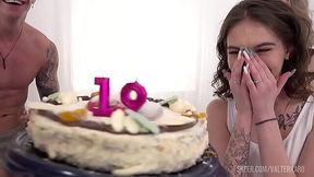 Birthday Anal Bonanza with Chubby Bella Tornado and her Big Cock College Sweet Angel