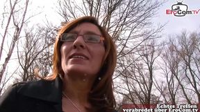 Dirty German housewife gets down and dirty on the street