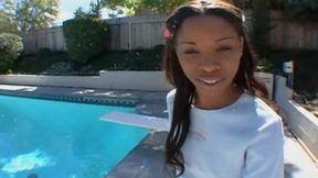 Ebony petite beauty explores daring anal depths in a sultry scene