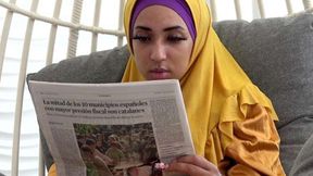 ”Tired housewife in hijab gets sexual energy”