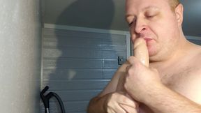 Inject Lot of Lube Down Throat and Deepthroat 8 Inch King Cock Dildo