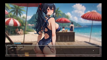 Bluring the walls [ ROMANCE Hentai Game ] Ep.7 EXHIB COUPLE at the BEACH !