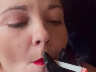 Smoking close up, Latex gloves