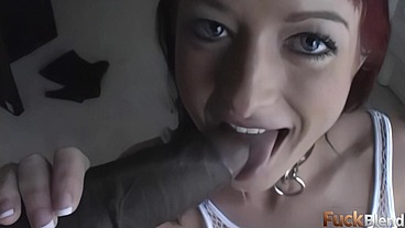 Redhead Melissa Lauren's Kinky Sucking a Well-Hung Black Cock