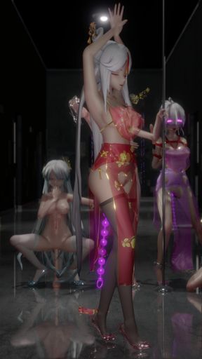 [mmd] Black Silk Condensation Light Taoyuan Love Song Erotic Ancient Style Cheongsam Belly Pocket