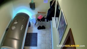 Czech Solarium 58: Dark-haired Babe Strips Down in the Solarium