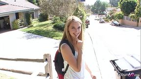 Blonde Skinny College Girl Pickup and talk to Fuck by older Guy