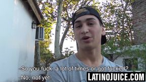 Latino twink bred doggystyle bareback then fed cum