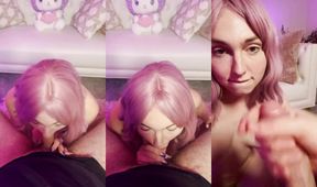 Trans girl throat fucks straight friend with her throbbing cock