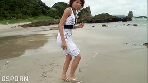 Jav sex in the beach fucking a sexy japanese milf from Kasukabe
