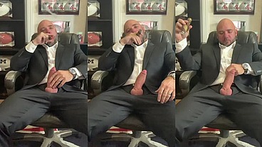 Cigar smoking with a raging hard-on in a suit!