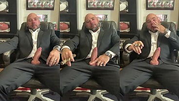 Cigar smoking with a raging hard-on in a suit!