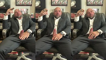Cigar smoking with a raging hard-on in a suit!