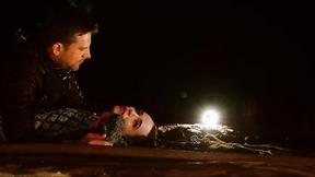 ”Night time assfucking training by the crackling fire pit for petite babe Brooke Johnso”