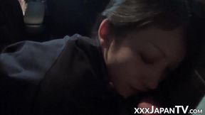 Super cute Japanese teen banged in the back seat