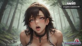 Sexy nymph takes a deep, humid throatful of her lover's rod in a misty woods stream, droplets glistening as she shrieks - extraordinaire hard-core XXX!