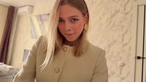 Hot Blonde secretary came to my home to get some cum into her mouth