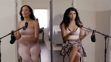 Mila Monet and Harley Haze dive into a juicy 69 during a lesbian casting session