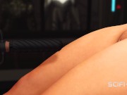 Area 51. Sci-fi android futa plays with a sexy busty hottie in the lab