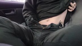 FTM trans man is masturbating in public to almost get busted
