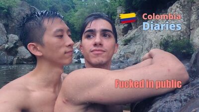 Public outdoor fuck, lover boy Latino Nathan fucks Asian boy Tyler Wu