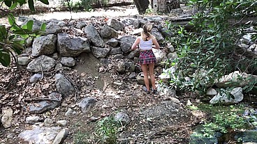 Blonde college girl caught skipping class fucks teacher outdoors - Erin Electra