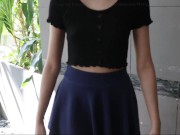 Mall Walkway - Black Crop Top & Blue Skater Skirt - Moriya Exhibit