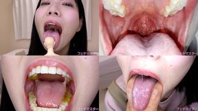 Kanon Mashiro - Showing inside cute girl's mouth, chewing gummy candys, sucking fingers, licking and sucking human doll, and chewing dried sardines