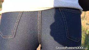 Teenage babe learns how to suck dick from granny