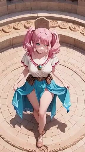 Underwater Fantasy Pink-haired Girl in a Sailor Suit Lounging Lazely, Fingertips Touching the Water as Sunlight Wets Her Skin.