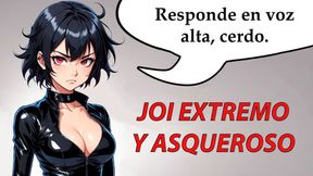Extreme JOI and daring femdom humiliation in Spanish hentai
