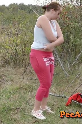 Pissing on a Muscles of Ants Huge Volume and Changing Her Wet Clothes Outdoor