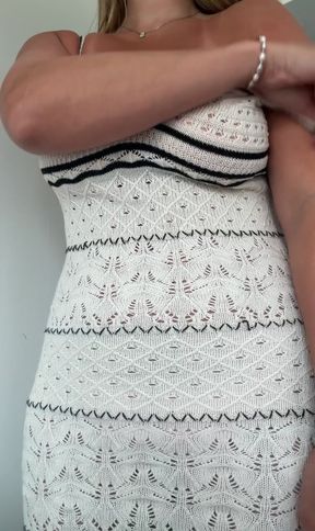 Smooth Shaved MILF poses with big tits and tan lines