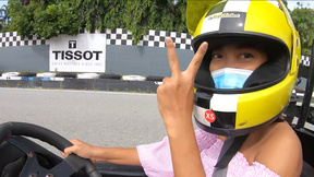 Thai teen amateur GF go karting & sex after with her BF