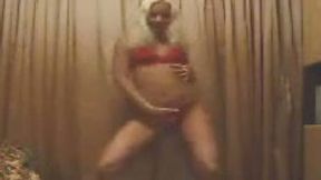 Sporty and hot blonde Russian skank stripteases on webcam